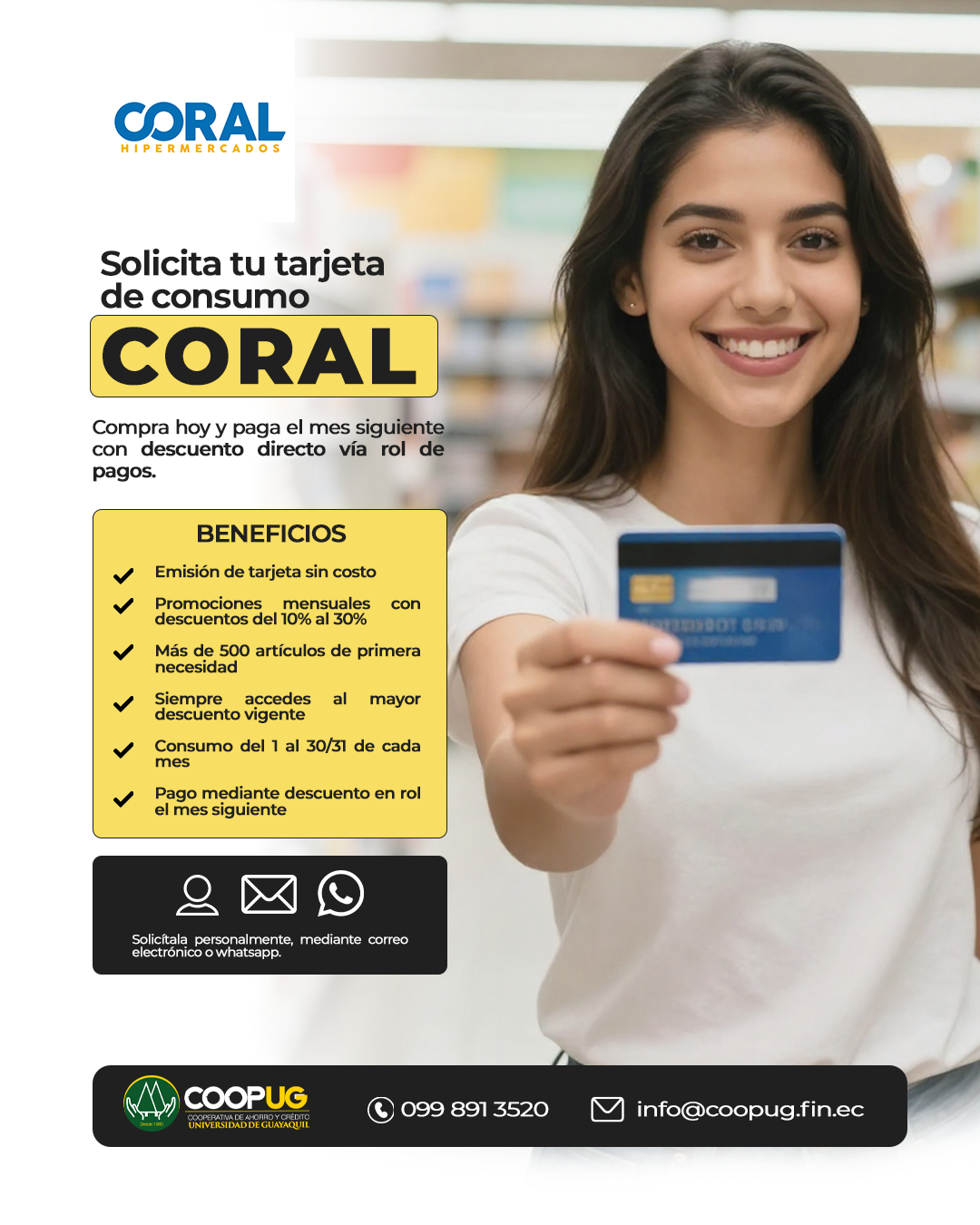 Solicita tu tarjeta de consumo Coral